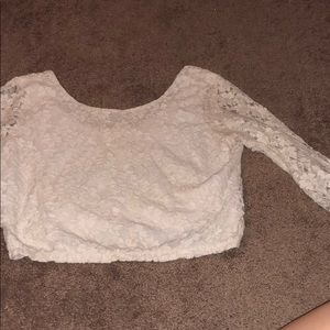 Flowery long sleeve crop top